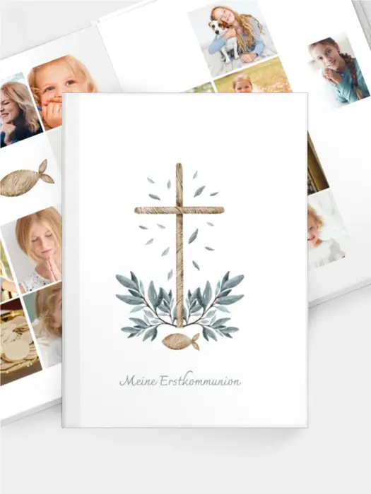 Fotobuch Holzfisch Kommunion / Konfirmation Fotobuch Holzfisch Kommunion / Konfirmation