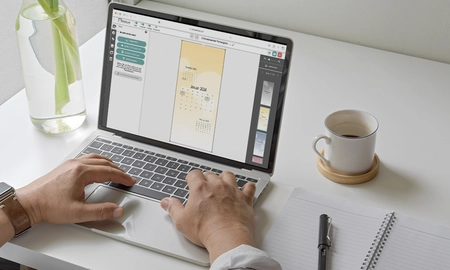 Ein Dreimonatskalender oder Monatskalender wird am Laptop selber gestaltet