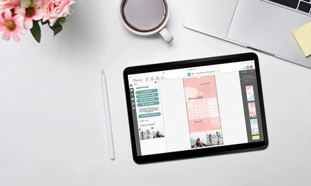Ein Monatskalender wird am Tablet selbst gestaltet