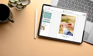 Fotoposter mit eigenen Bildern auf Tablet gestalten und drucken lassen