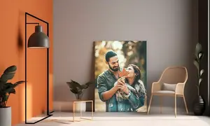 Alu-Dibond Bild als Druck mit verliebtem Paar im Herbstwald